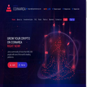 Скриншот главной страницы сайта coinarea.io