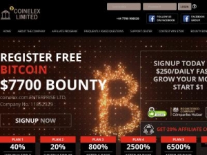 Скриншот главной страницы сайта coinelex.com