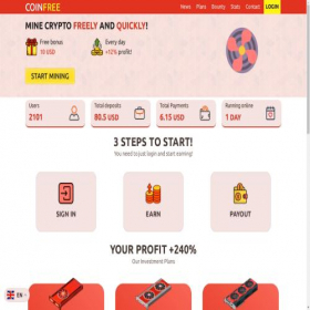 Скриншот главной страницы сайта coinfree.biz