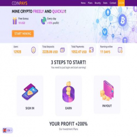 Скриншот главной страницы сайта coinpays.biz