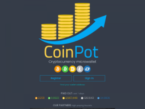 Скриншот главной страницы сайта coinpot.co