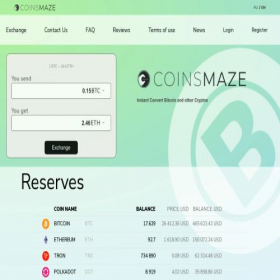Скриншот главной страницы сайта coinsmaze.com