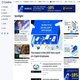 Скриншот главной страницы сайта coinwire.com