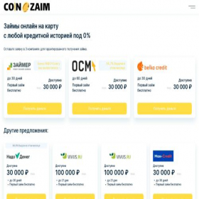 Скриншот главной страницы сайта conzaim.ru