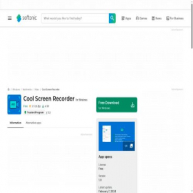 Скриншот главной страницы сайта cool-screen-recorder.en.softonic.com