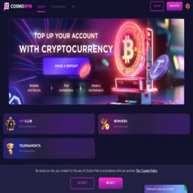 Скриншот главной страницы сайта cosmospin.casino
