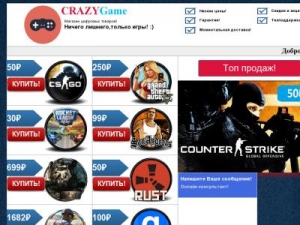 Скриншот главной страницы сайта crazygame.su