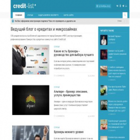 Скриншот главной страницы сайта credit-list.ru