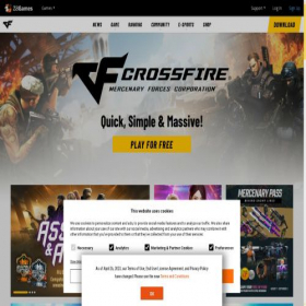 Скриншот главной страницы сайта crossfire.z8games.com