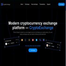 Скриншот главной страницы сайта cryptaexchange.com