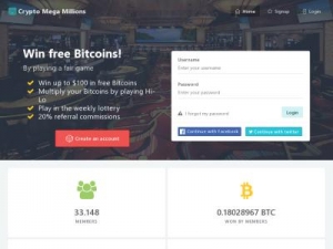 Скриншот главной страницы сайта cryptomegamillions.com