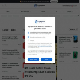 Скриншот главной страницы сайта cryptopolitan.com