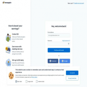 Скриншот главной страницы сайта dashboard.honeygain.com