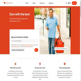 Скриншот главной страницы сайта dasher.doordash.com