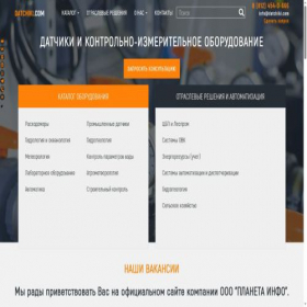Скриншот главной страницы сайта datchiki.com