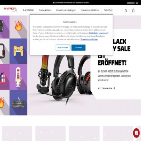 Скриншот главной страницы сайта de.hyperx.com