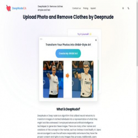 Скриншот главной страницы сайта deepnude.ca