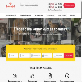 Скриншот главной страницы сайта deliverypet.com.ua