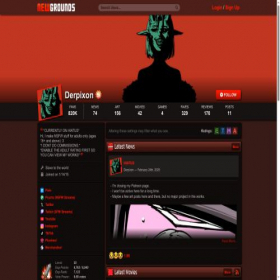 Скриншот главной страницы сайта derpixon.newgrounds.com