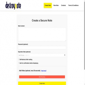 Скриншот главной страницы сайта destroynote.com