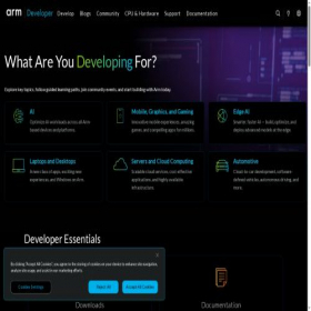Скриншот главной страницы сайта developer.arm.com