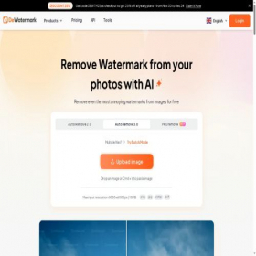 Скриншот главной страницы сайта dewatermark.ai