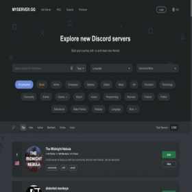 Скриншот главной страницы сайта discord-server.com
