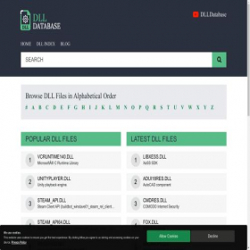 Скриншот главной страницы сайта dlldatabase.com