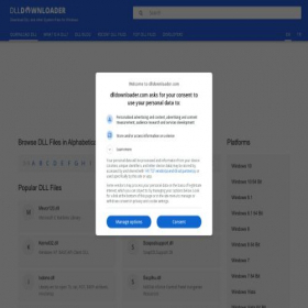 Скриншот главной страницы сайта dlldownloader.com