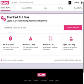 Скриншот главной страницы сайта dllme.com