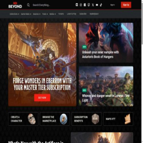 Скриншот главной страницы сайта dndbeyond.com