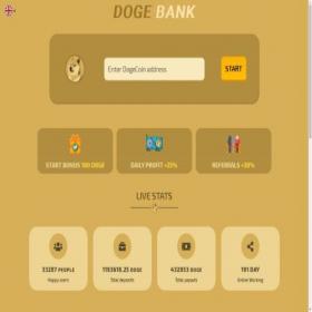 Скриншот главной страницы сайта dogebank.space