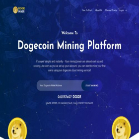 Скриншот главной страницы сайта dogeminer.live