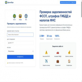 Скриншот главной страницы сайта dolgcheck.ru