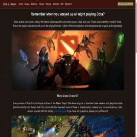 Скриншот главной страницы сайта dota2classic.com