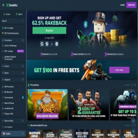 Скриншот главной страницы сайта duelbits.com