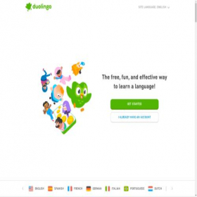 Скриншот главной страницы сайта duolingo.com