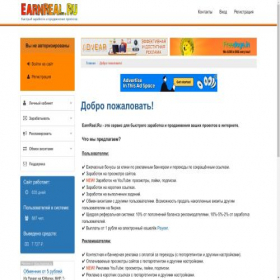 Скриншот главной страницы сайта earnreal.ru