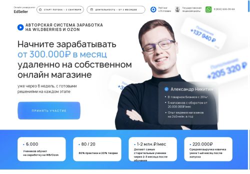Скриншот главной страницы сайта edseller.ru