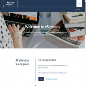 Скриншот главной страницы сайта eforeigner.welcometoserbia.gov.rs