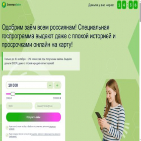 Скриншот главной страницы сайта electrozaim.ru