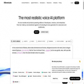 Скриншот главной страницы сайта elevenlabs.io