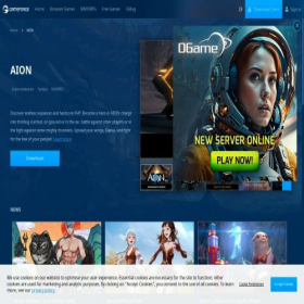 Скриншот главной страницы сайта en.aion.gameforge.com