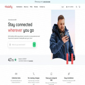 Скриншот главной страницы сайта esim.holafly.com
