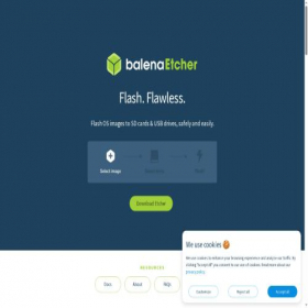 Скриншот главной страницы сайта etcher.balena.io