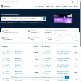 Скриншот главной страницы сайта etherscan.io