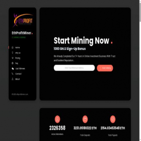 Скриншот главной страницы сайта ethprofitminer.com