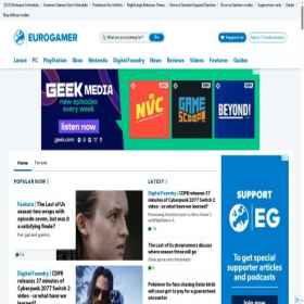 Скриншот главной страницы сайта eurogamer.net