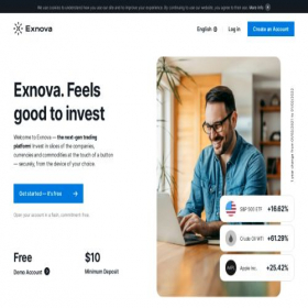 Скриншот главной страницы сайта exnova.com