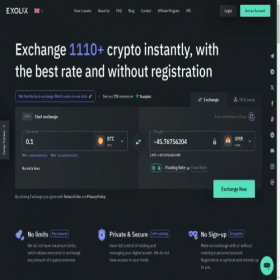 Скриншот главной страницы сайта exolix.com